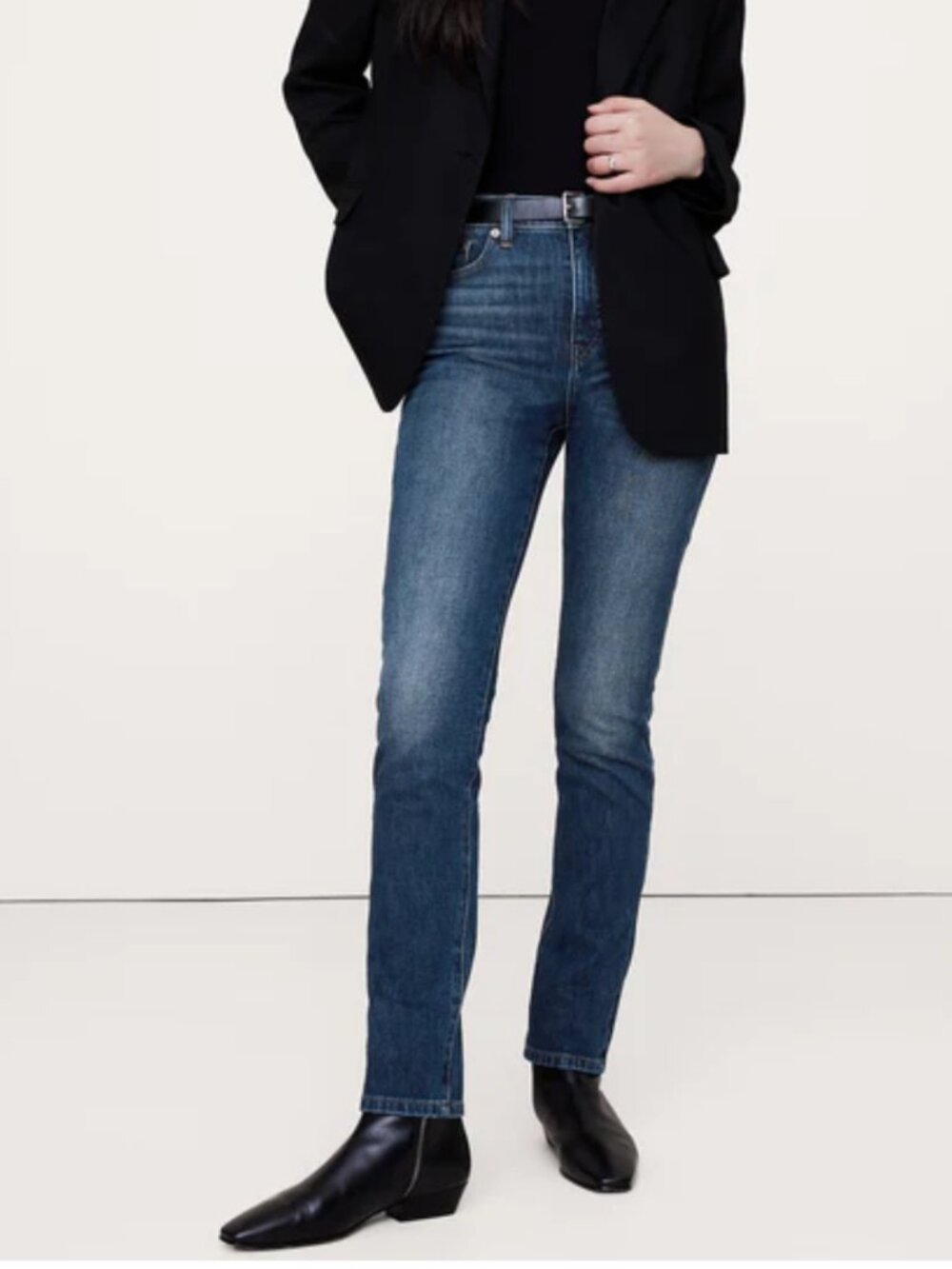 Banana Republic High-Rise Slim Straight Jeans in Dark Blue - Size 27 - Picture 2 of 10